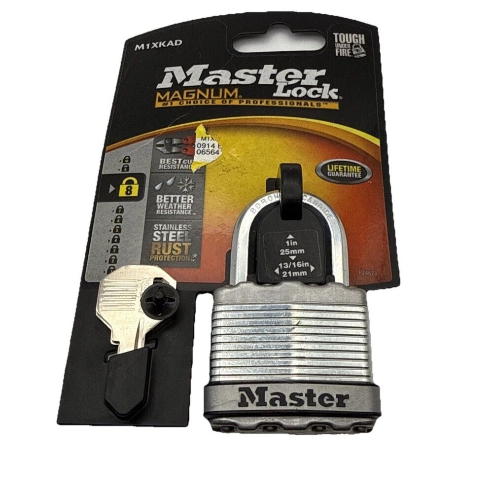Master Lock M1XKAD Magnum Padlock • Heavy Duty Laminated Steel • Keyed • 1 Pack